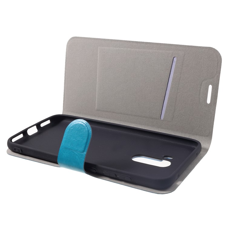 Crazy Horse PU Leather Card Holder Stand Cover Shell for Xiaomi Pocophone F1 / Poco F1 (India) - Blue-5