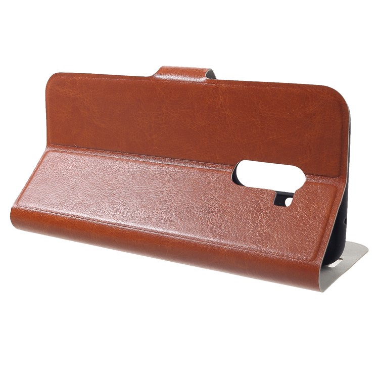 Crazy Horse PU Leather Card Holder Stand Protection Case Accessory for Xiaomi Pocophone F1 / Poco F1 (India) - Brown-4