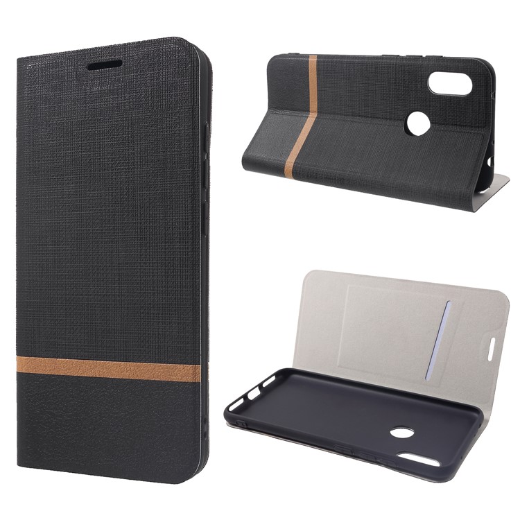 Cross Pattern Leather Card Holder Phone Cover (Built-in Steel Sheet) for Xiaomi Redmi Note 6 Pro - Black-1