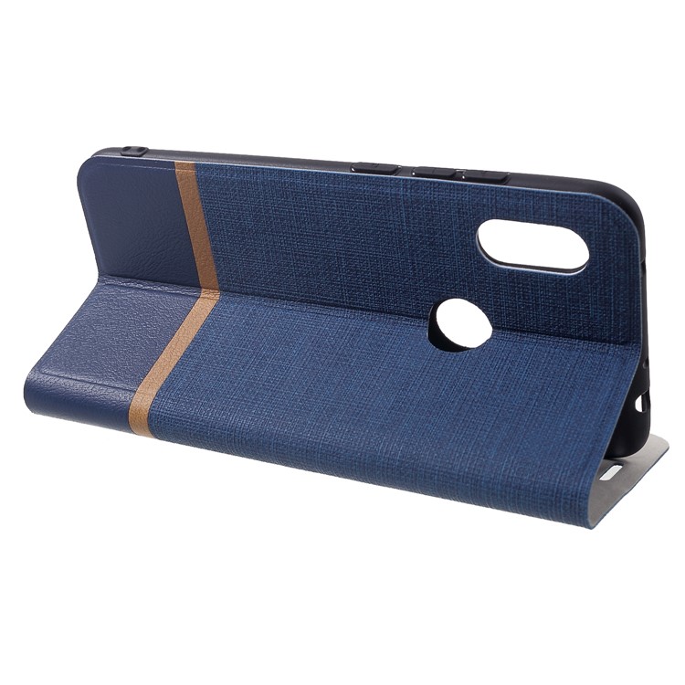 Cross Pattern Leather Card Slot Phone Shell (Built-in Steel Sheet) for Xiaomi Redmi Note 6 Pro - Blue-4