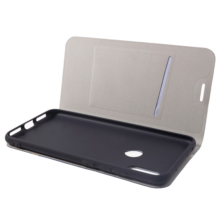 Cross Pattern Leather Card Slot Phone Shell (Built-in Steel Sheet) for Xiaomi Redmi Note 6 Pro - Blue-5