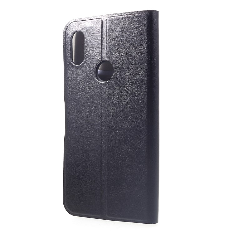 Crazy Horse PU Leather Card Holder Stand Case for Xiaomi Redmi Note 6 Pro - Black-2