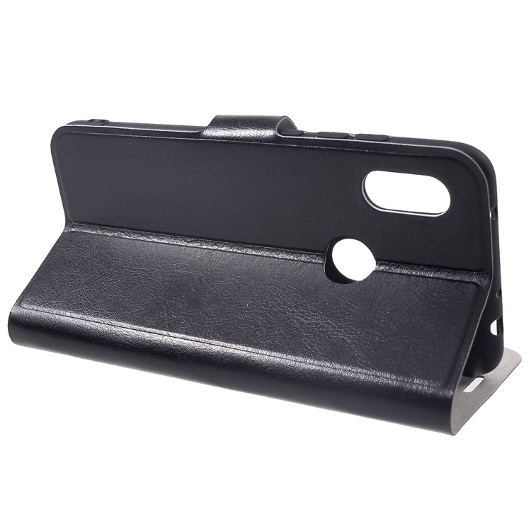 Crazy Horse PU Leather Card Holder Stand Case for Xiaomi Redmi Note 6 Pro - Black-4