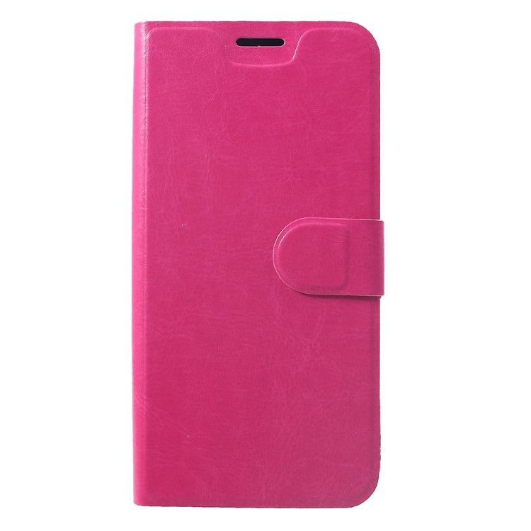 Crazy Horse PU Leather Card Holder Flip Casing with Stand for Xiaomi Redmi Note 6 Pro - Rose-1