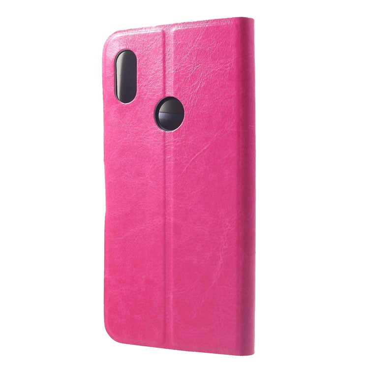 Crazy Horse PU Leather Card Holder Flip Casing with Stand for Xiaomi Redmi Note 6 Pro - Rose-2