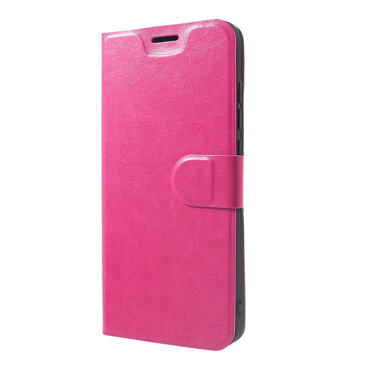 Crazy Horse PU Leather Card Holder Flip Casing with Stand for Xiaomi Redmi Note 6 Pro - Rose-3
