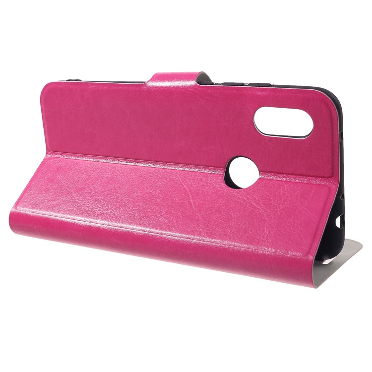 Crazy Horse PU Leather Card Holder Flip Casing with Stand for Xiaomi Redmi Note 6 Pro - Rose-4