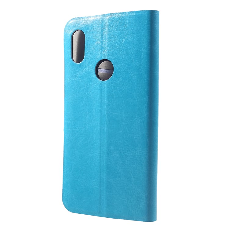 Crazy Horse PU Leather Card Holder Stand Protection Cover Case for Xiaomi Redmi Note 6 Pro - Blue-2