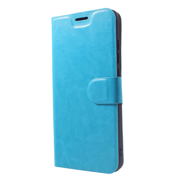 Crazy Horse PU Leather Card Holder Stand Protection Cover Case for Xiaomi Redmi Note 6 Pro - Blue-3