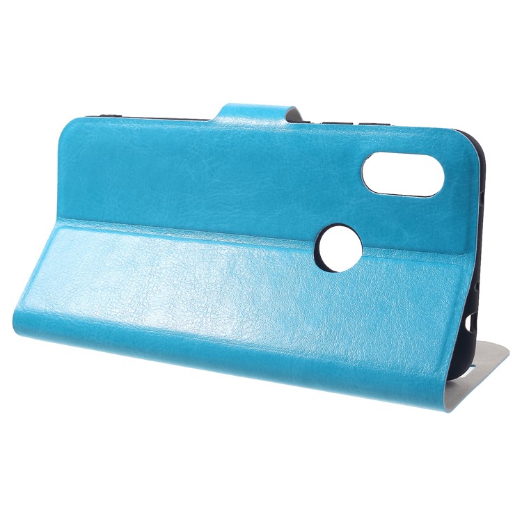 Crazy Horse PU Leather Card Holder Stand Protection Cover Case for Xiaomi Redmi Note 6 Pro - Blue-4