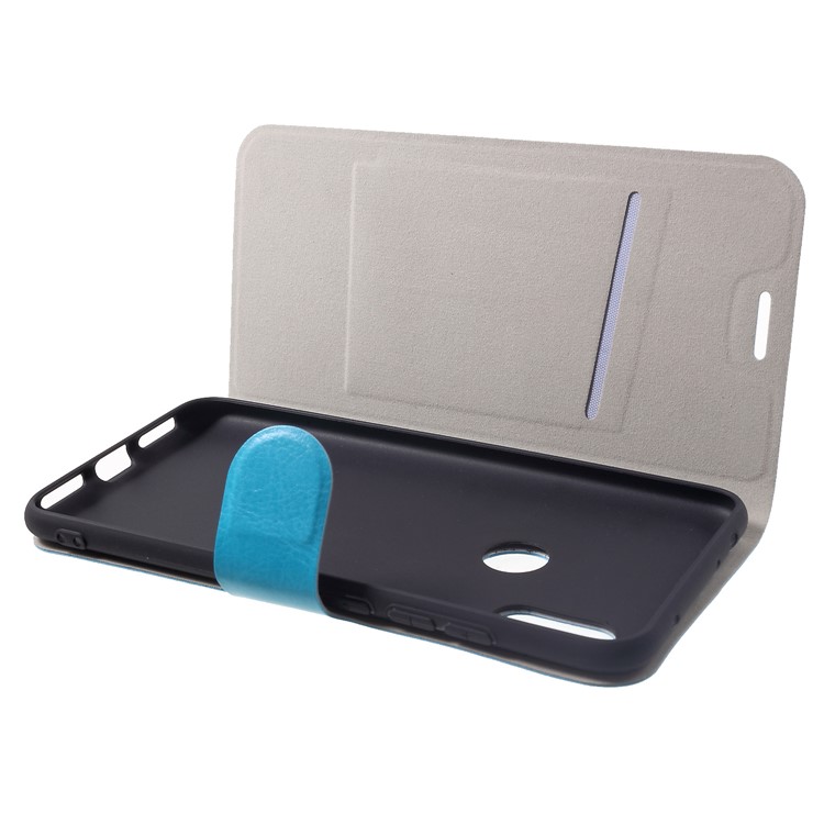 Crazy Horse PU Leather Card Holder Stand Protection Cover Case for Xiaomi Redmi Note 6 Pro - Blue-5