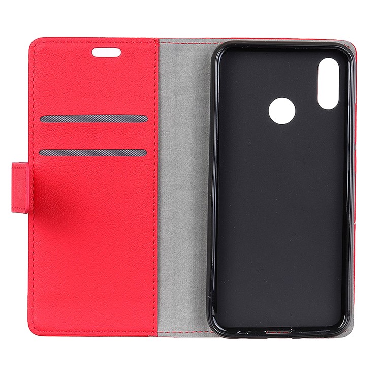 PU Leather Wallet Mobile Casing with Stand for Xiaomi Redmi Note 6 Pro - Red-4