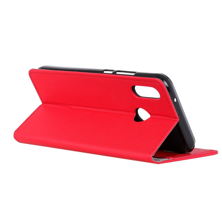 PU Leather Wallet Mobile Casing with Stand for Xiaomi Redmi Note 6 Pro - Red-5
