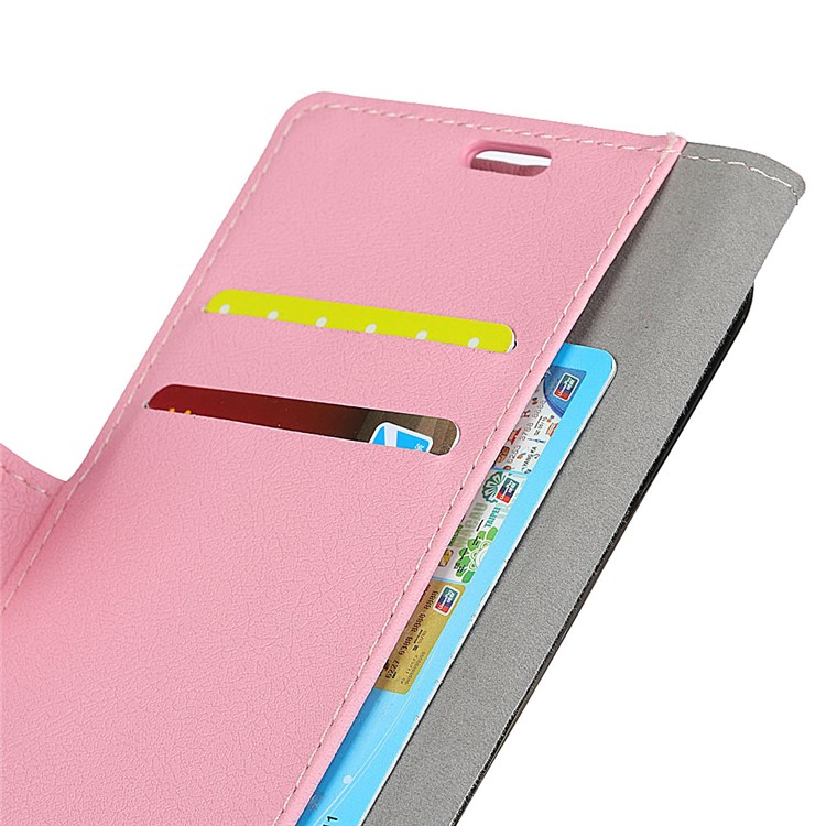 PU Leather Wallet Stand Flip Phone Shell for Xiaomi Redmi Note 6 Pro - Pink-2