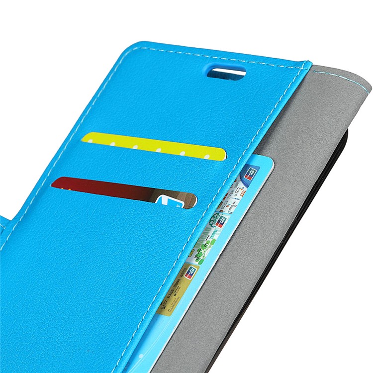 Wallet Stand PU Leather Mobile Phone Case for Xiaomi Redmi Note 6 Pro - Blue-2