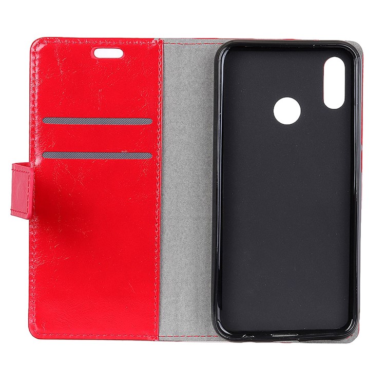 Crazy Horse Texture Wallet PU Leather Magnetic Phone Case for Xiaomi Redmi Note 6 Pro - Red-4