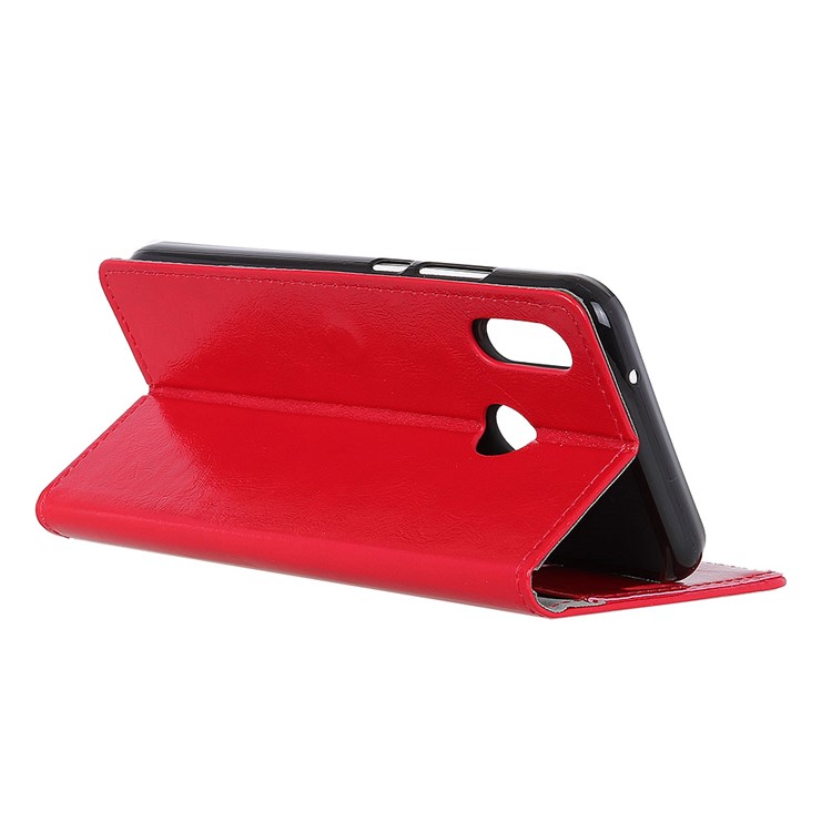 Crazy Horse Texture Wallet PU Leather Magnetic Phone Case for Xiaomi Redmi Note 6 Pro - Red-5