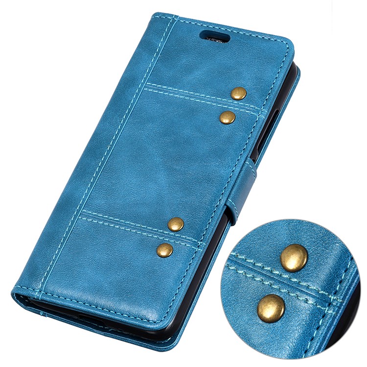 Flip Rivet Stand Wallet Magnetic Leather Mobile Phone Shell for Xiaomi Redmi Note 6 Pro - Blue-2