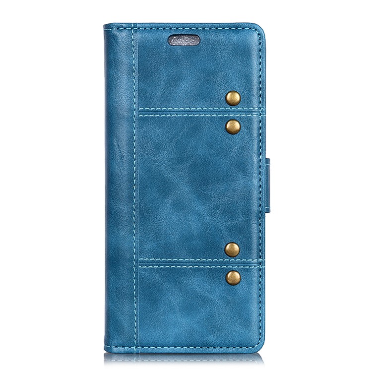 Flip Rivet Stand Wallet Magnetic Leather Mobile Phone Shell for Xiaomi Redmi Note 6 Pro - Blue-3