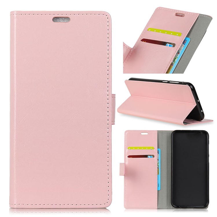 Crazy Horse Texture Wallet Leather Mobile Phone Case for Xiaomi Pocophone F1 / Poco F1 (India) - Pink-1