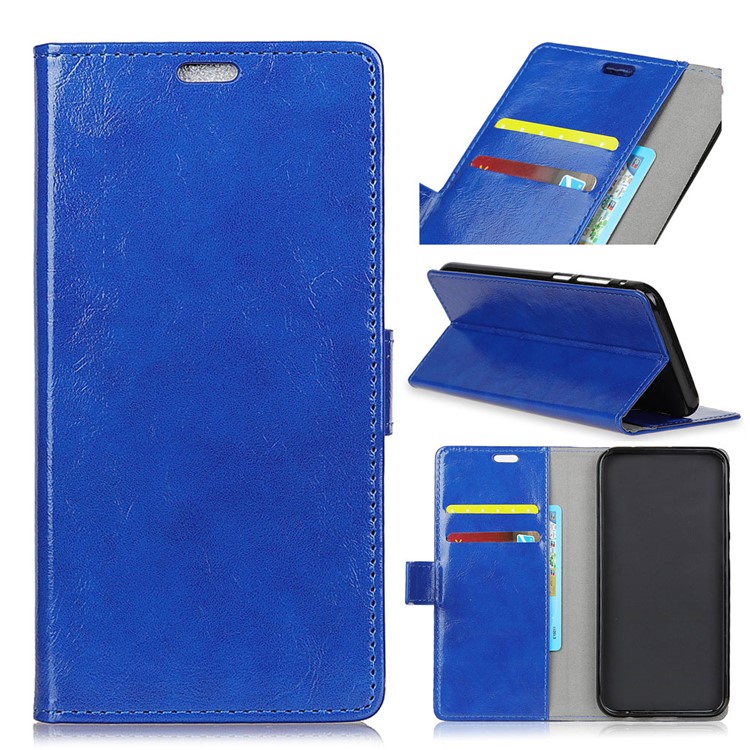 Crazy Horse Texture Wallet PU Leather Cell Phone Cover for Xiaomi Pocophone F1 / Poco F1 (India) - Blue-1