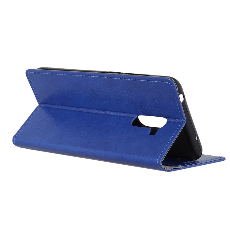 Crazy Horse Texture Wallet PU Leather Cell Phone Cover for Xiaomi Pocophone F1 / Poco F1 (India) - Blue-9