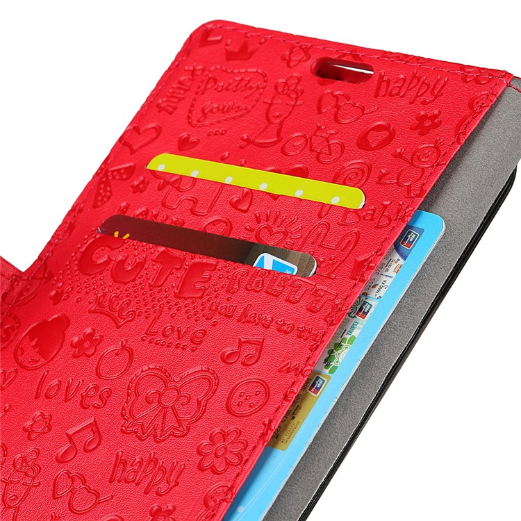Cartoon Graffiti Wallet Stand Leather Magnetic Shell for Xiaomi Pocophone F1 / Poco F1 (India) - Red-3