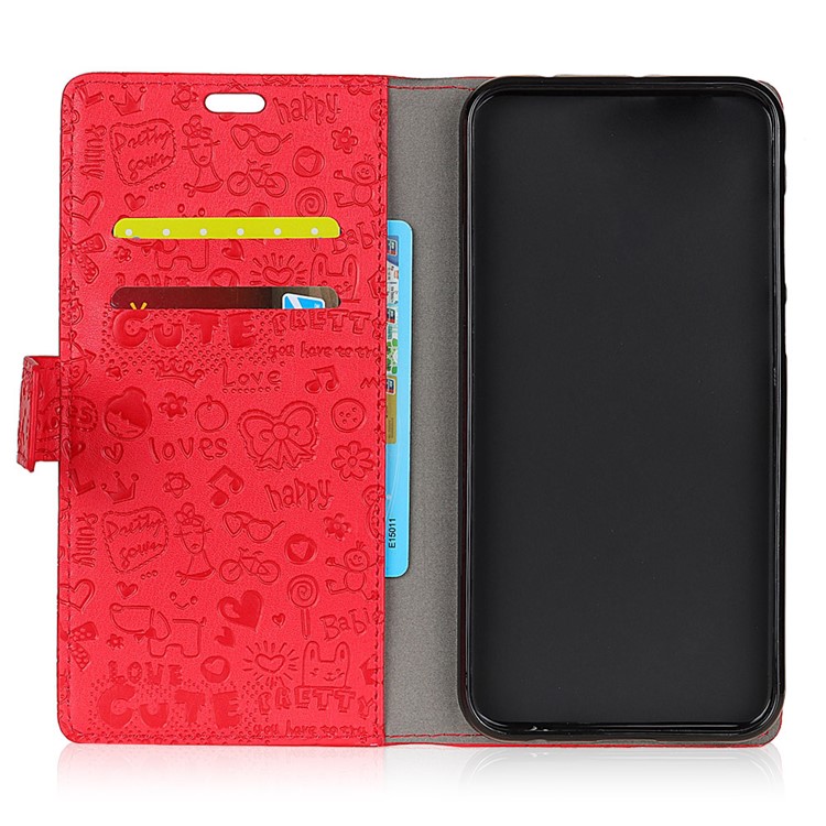 Cartoon Graffiti Wallet Stand Leather Magnetic Shell for Xiaomi Pocophone F1 / Poco F1 (India) - Red-4