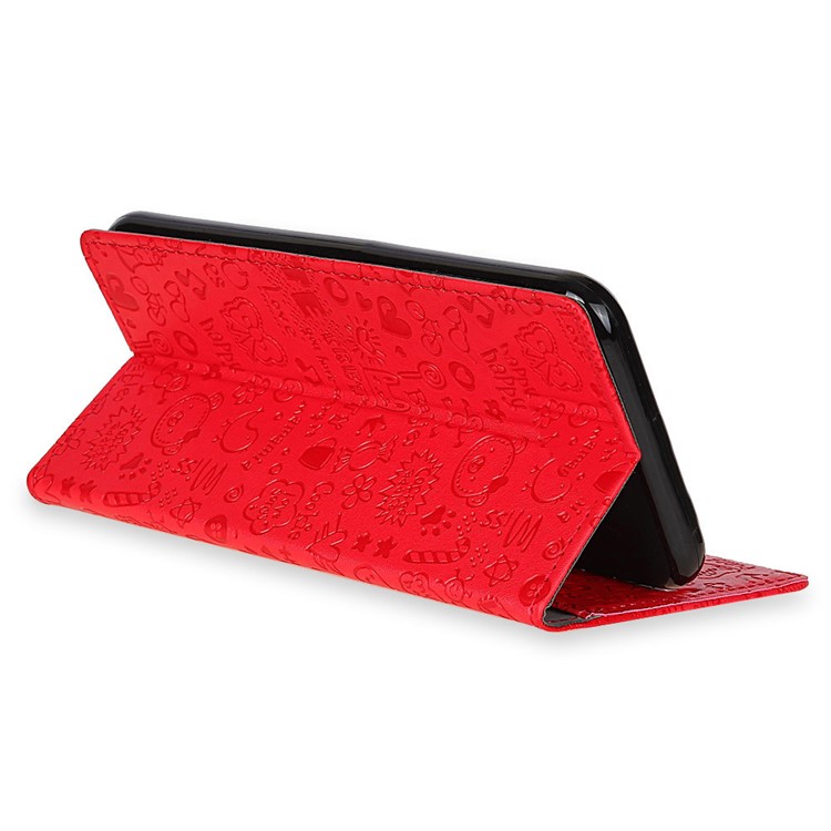 Cartoon Graffiti Wallet Stand Leather Magnetic Shell for Xiaomi Pocophone F1 / Poco F1 (India) - Red-6