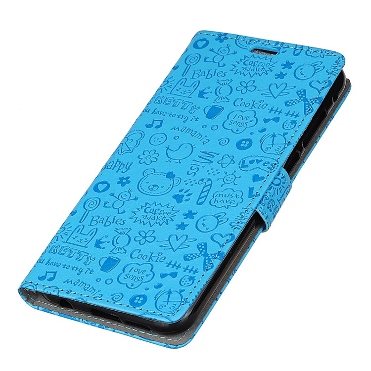 Cartoon Graffiti Wallet Stand Leather Protection Case for Xiaomi Pocophone F1 / Poco F1 (India) - Blue-2