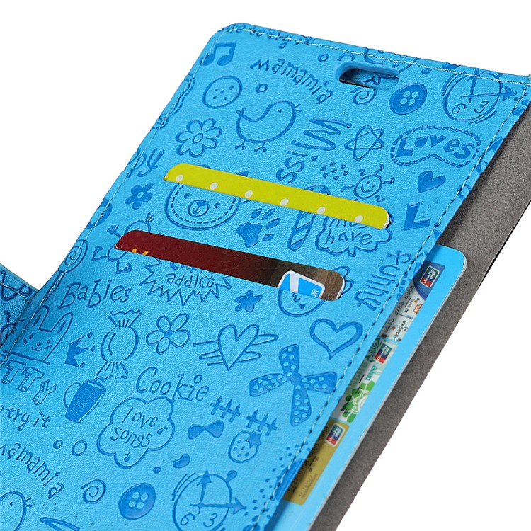 Cartoon Graffiti Wallet Stand Leather Protection Case for Xiaomi Pocophone F1 / Poco F1 (India) - Blue-3