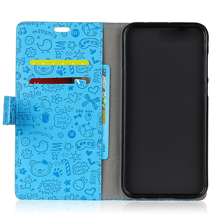 Cartoon Graffiti Wallet Stand Leather Protection Case for Xiaomi Pocophone F1 / Poco F1 (India) - Blue-4