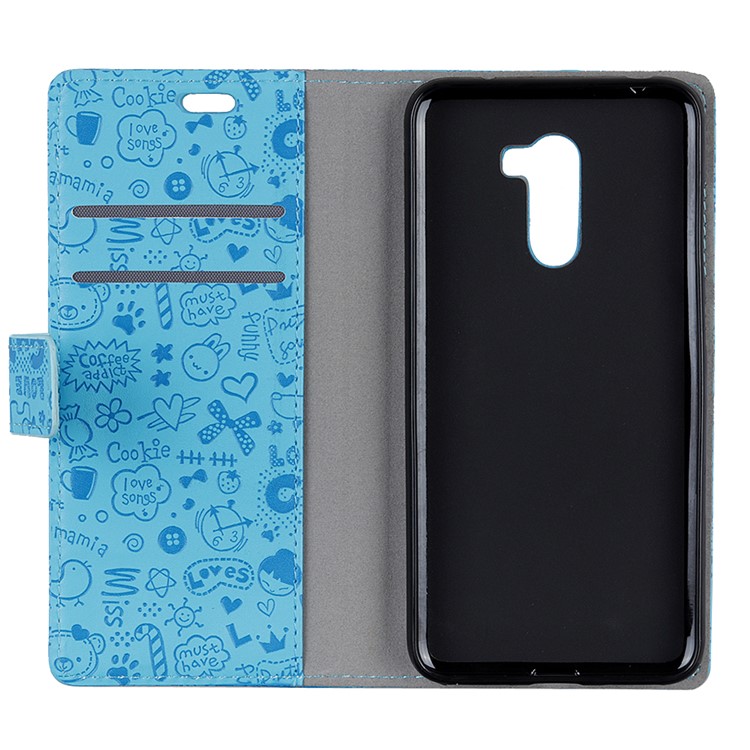 Cartoon Graffiti Wallet Stand Leather Protection Case for Xiaomi Pocophone F1 / Poco F1 (India) - Blue-8