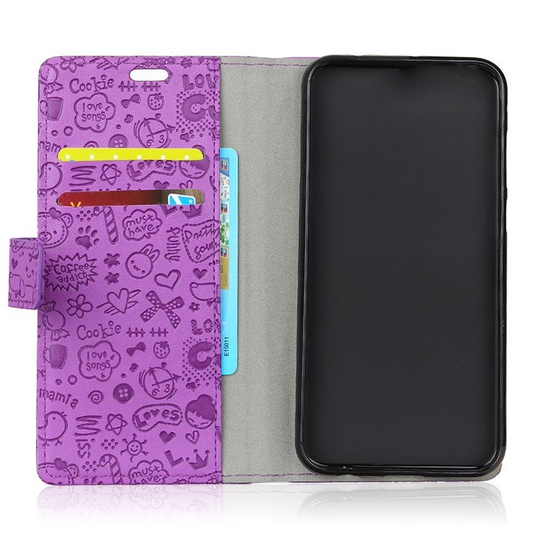 Cartoon Graffiti Wallet Stand PU Leather Shell Case for Xiaomi Pocophone F1 / Poco F1 (India) - Purple-4