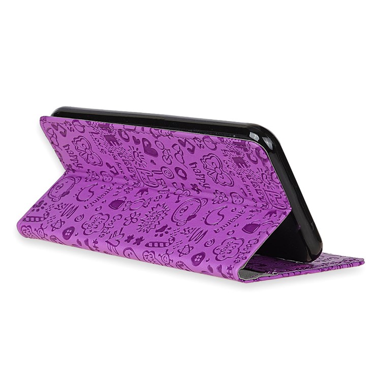Cartoon Graffiti Wallet Stand PU Leather Shell Case for Xiaomi Pocophone F1 / Poco F1 (India) - Purple-6