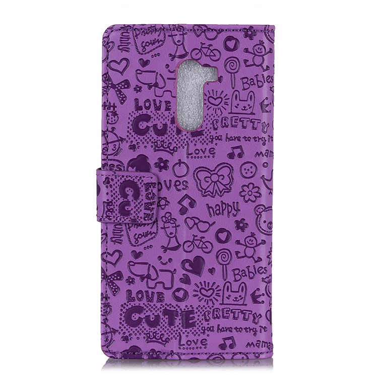 Cartoon Graffiti Wallet Stand PU Leather Shell Case for Xiaomi Pocophone F1 / Poco F1 (India) - Purple-7