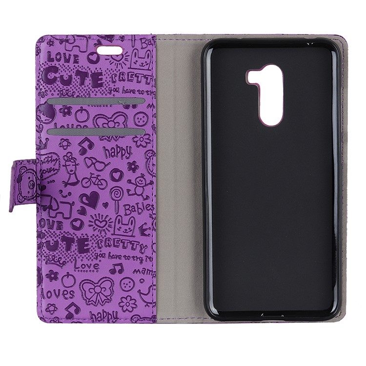 Cartoon Graffiti Wallet Stand PU Leather Shell Case for Xiaomi Pocophone F1 / Poco F1 (India) - Purple-8