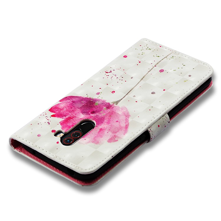 Pattern Printing PU Leather Wallet Casing for Xiaomi Pocophone F1 / Poco F1 (India) - Vivid Pink Flower-8