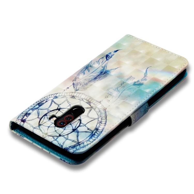 Pattern Printing PU Leather Wallet Case Cover for Xiaomi Pocophone F1 / Poco F1 (India) - Grey Dream Catcher-8