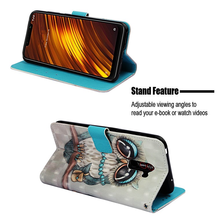 Pattern Printing PU Leather Wallet Mobile Case for Xiaomi Pocophone F1 / Poco F1 (India) - Owl-4