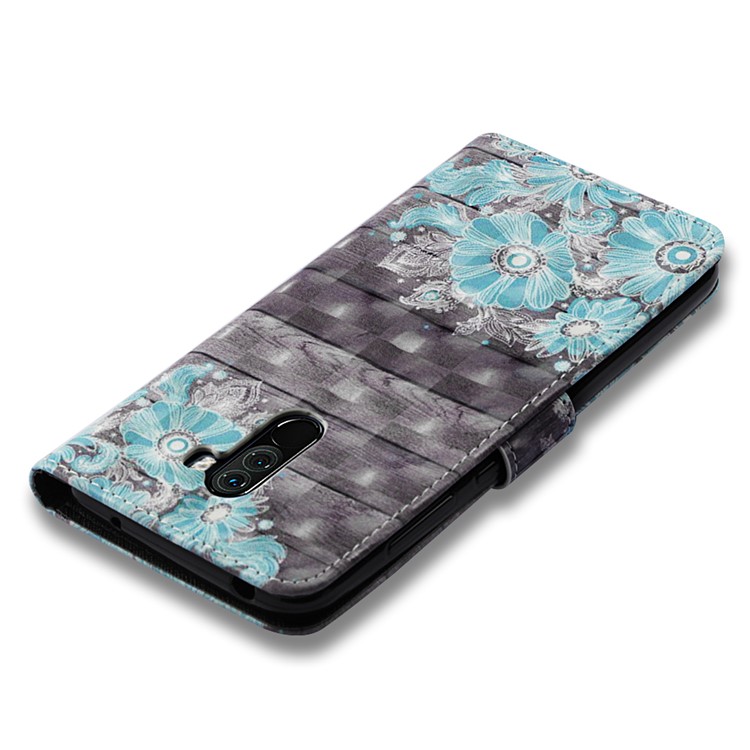 Pattern Printing PU Leather Wallet Cellphone Case for Xiaomi Pocophone F1 / Poco F1 (India) - Blue Flowers-8