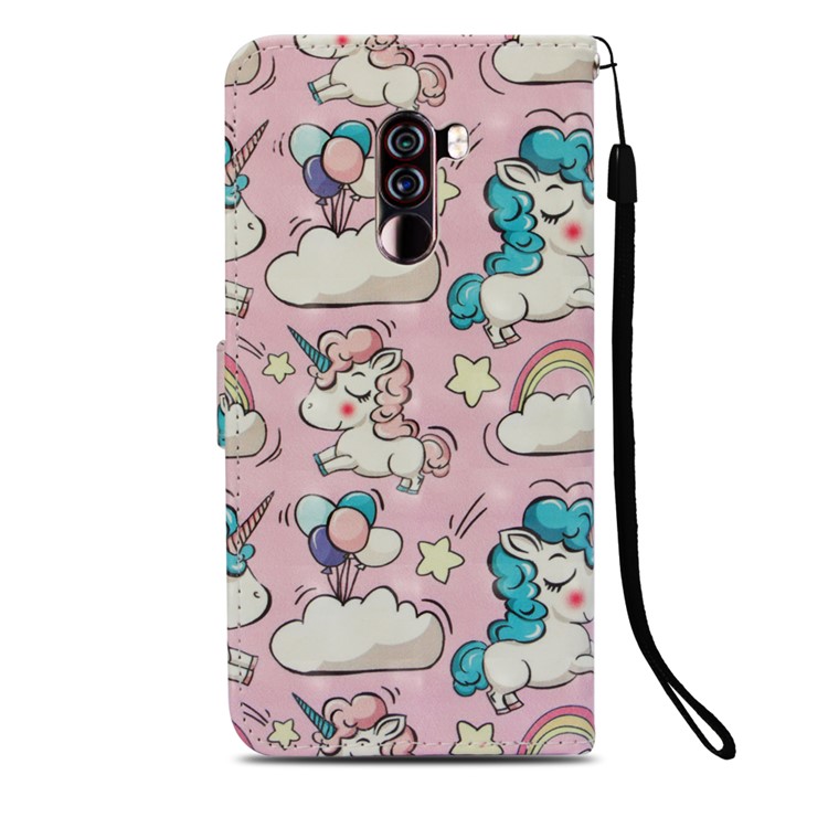 Pattern Printing PU Leather Wallet Mobile Shell Case for Xiaomi Pocophone F1 / Poco F1 (India) - Unicorns-3