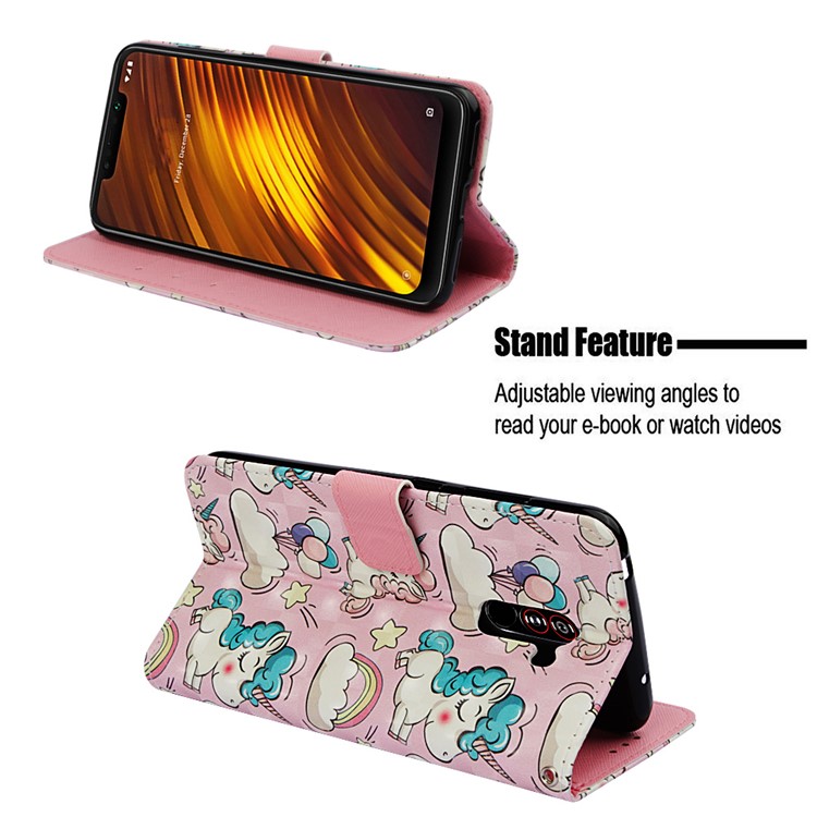 Pattern Printing PU Leather Wallet Mobile Shell Case for Xiaomi Pocophone F1 / Poco F1 (India) - Unicorns-4