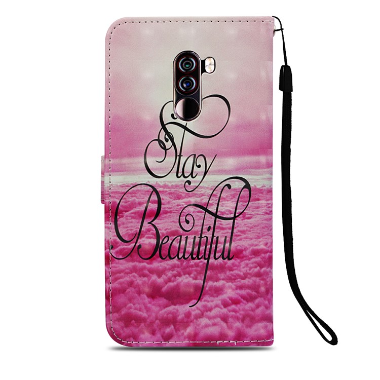 Pattern Printing PU Leather Wallet Accessory Case for Xiaomi Pocophone F1 / Poco F1 (India) - Stay Beautiful-3