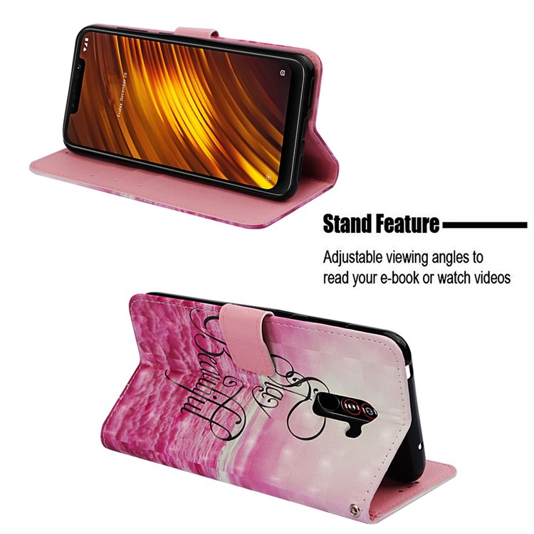 Pattern Printing PU Leather Wallet Accessory Case for Xiaomi Pocophone F1 / Poco F1 (India) - Stay Beautiful-4