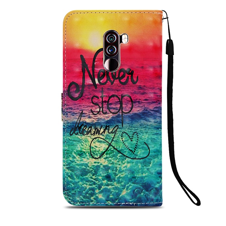 Pattern Printing PU Leather Wallet Accessory Shell for Xiaomi Pocophone F1 / Poco F1 (India) - Never Stop Dreaming-3