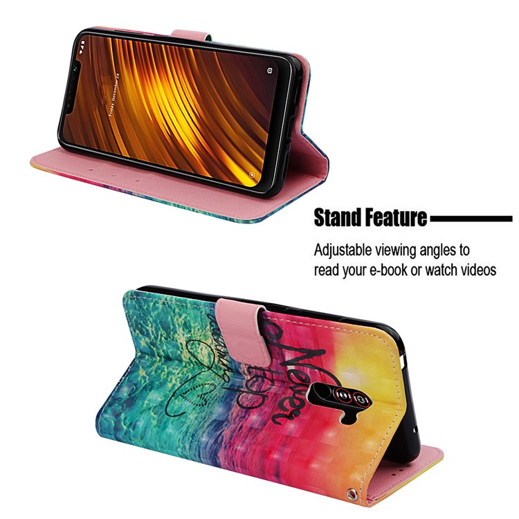 Pattern Printing PU Leather Wallet Accessory Shell for Xiaomi Pocophone F1 / Poco F1 (India) - Never Stop Dreaming-4
