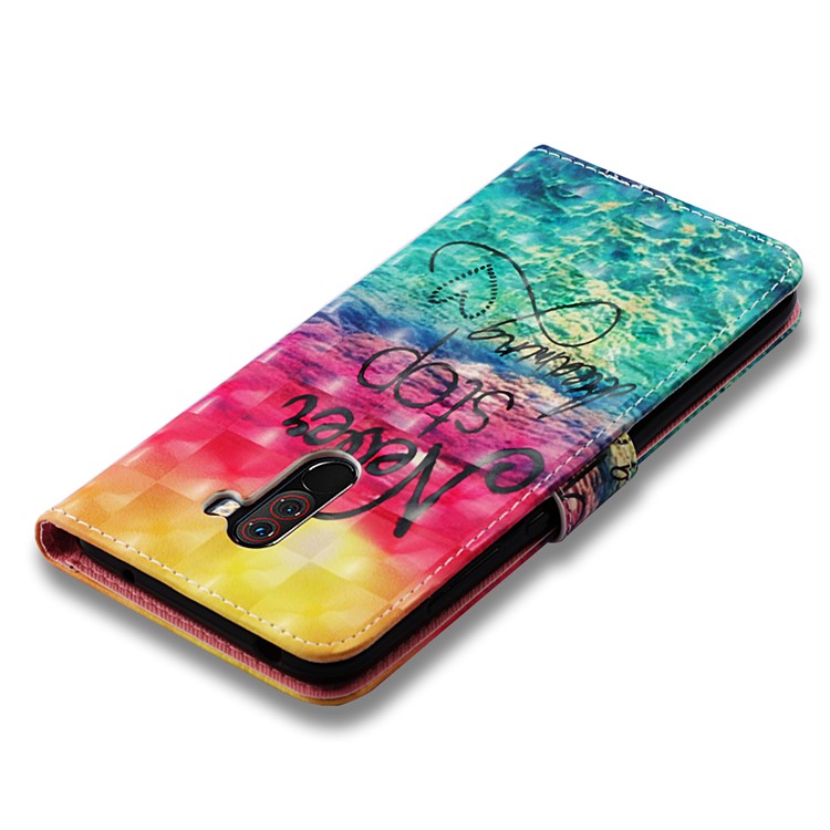 Pattern Printing PU Leather Wallet Accessory Shell for Xiaomi Pocophone F1 / Poco F1 (India) - Never Stop Dreaming-8