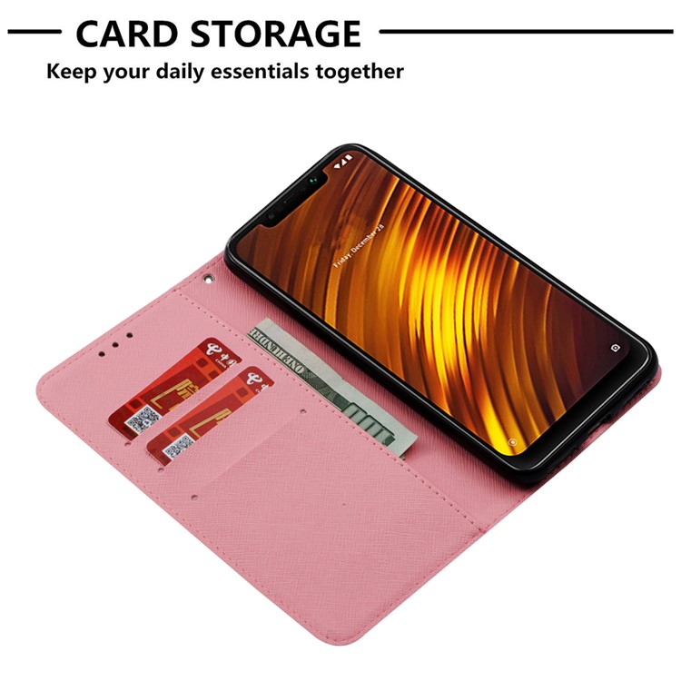 Pattern Printing PU Leather Wallet Accessory Cover for Xiaomi Pocophone F1 / Poco F1 (India) - Red Butterflies and Flowers-6