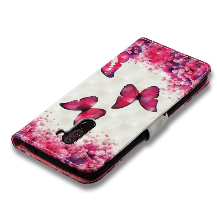Pattern Printing PU Leather Wallet Accessory Cover for Xiaomi Pocophone F1 / Poco F1 (India) - Red Butterflies and Flowers-8